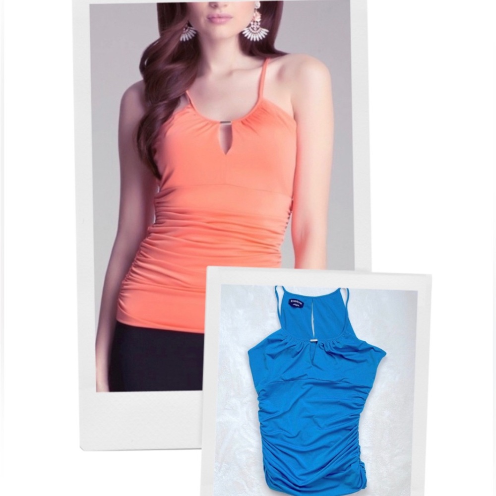 Bebe Blue Keyhole Top XS